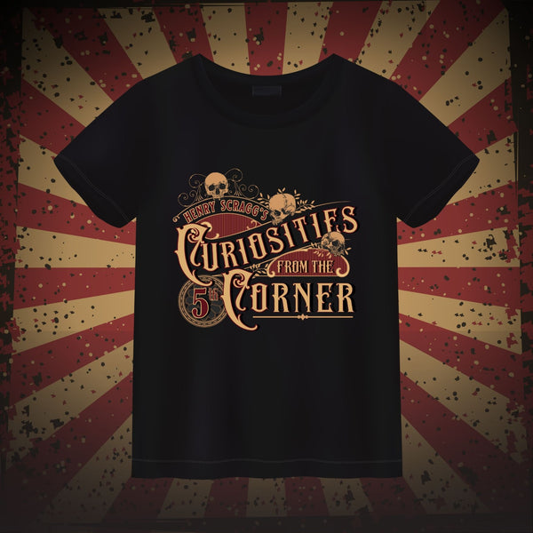 Curiosities from the 5th Corner large logo short sleeve t-shirt