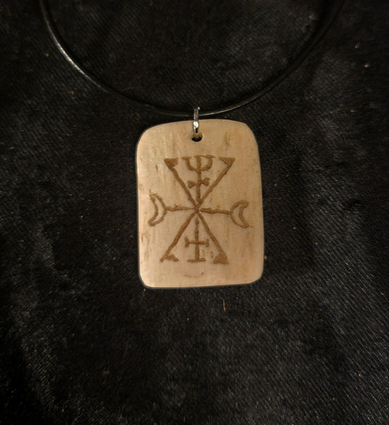 Murmur sigil carved into human bone necklace (made to order)
