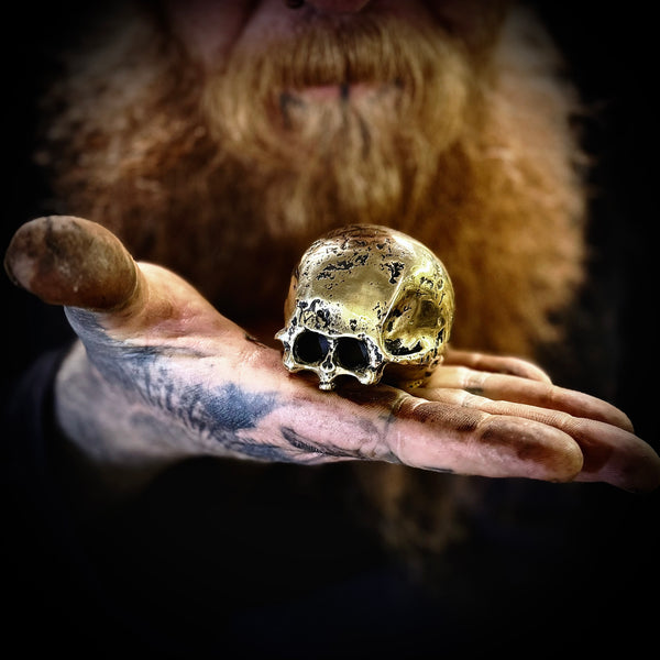 Custom made brass cast skull