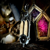 Gothic split window skull cap pendant