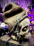 African Encased Ancestral Human Skull Headcrest
