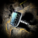 Adjustable sterling silver vivianite claw ring