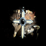 Human skull cap silver crucifix pendant
