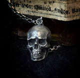 Sterling silver Skull pendant (dark patina)