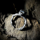 Adjustable sterling silver vivianite claw ring