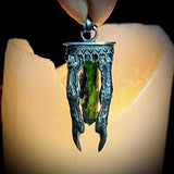 Silver talon vivianite pendant