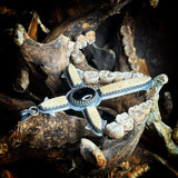 Human skull cap silver crucifix pendant
