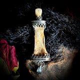 Human finger bone tooth pendant
