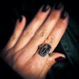Sterling silver vivianite claw ring
