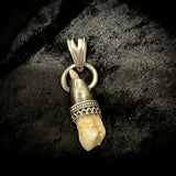 Human tooth silver pendant