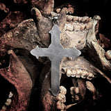 Human skull cap silver crucifix pendant