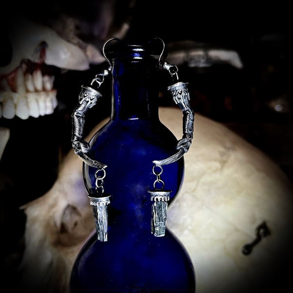 Sterling silver vivianite talon earrings