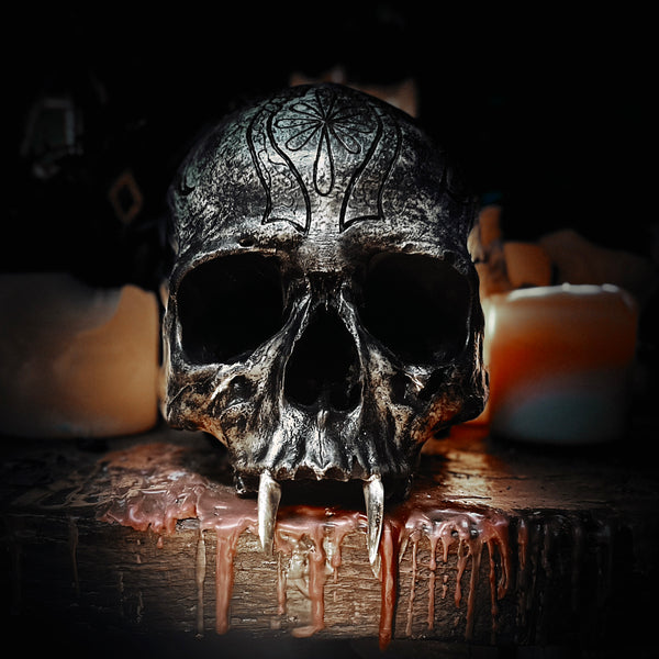 Carved vampire skull custom made