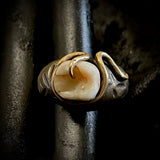 Human tooth bronze ring