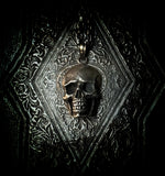 Sterling silver Skull pendant (dark patina)