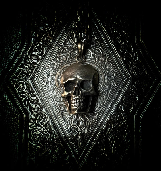 Sterling silver Skull pendant (dark patina)