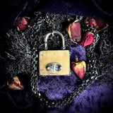 Human skull cap padlock necklace