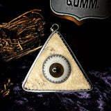All seeing “glass eye” Human bone Pendant