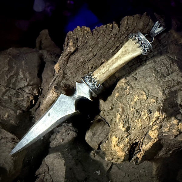 Silver athame dagger finger pendant