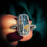 Sterling silver vivianite claw ring