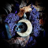 Crescent moon skull cap silver pendant