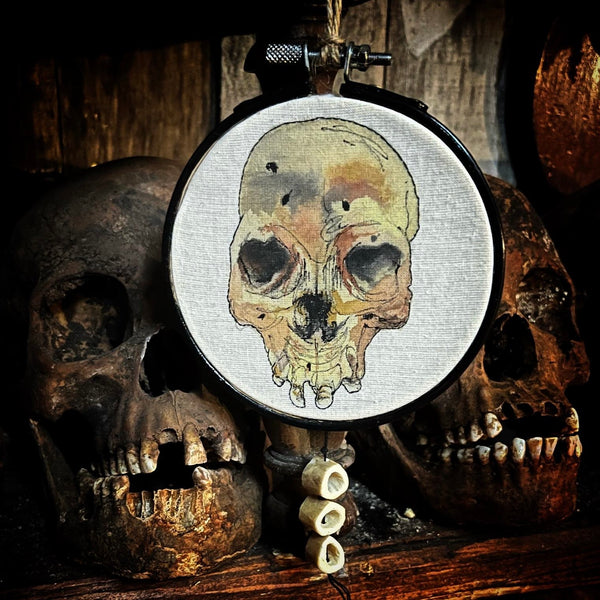 Dark skull bone charm embroidery