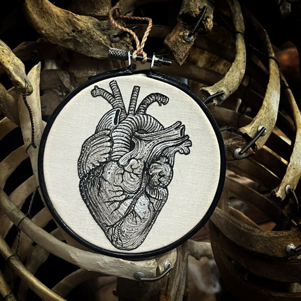 Anatomical heart embroidery