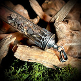 Mummified brain silver tube pendant