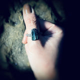 Adjustable sterling silver vivianite claw ring