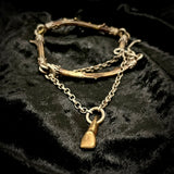 Human tooth bronze cast charm bracelet