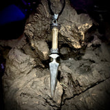 Silver athame dagger finger pendant