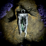 Silver talon vivianite pendant