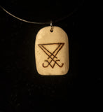 Sigil of lucifer human bone necklace (made to order)