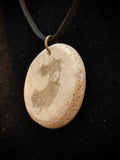 Vegvisir burnt onto human bone necklace