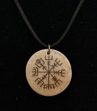 Vegvisir burnt onto human bone necklace